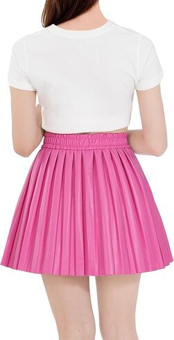 تنورة KEREDA للفتيات من جلد البولي يوريثان الصناعي للأطفال الصغار تنورة مطوية للفتيات من سن 4 إلى 14 سنة in Kuwait