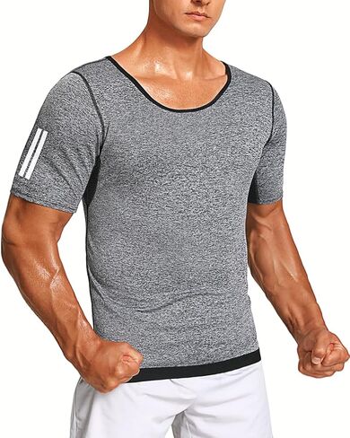 Sauna Shirt for Men Sauna Sweat Vest Workout Heat Trapping Shirts Weight Loss Mens Sauna Suits Relective Tape in Saudi Arabia