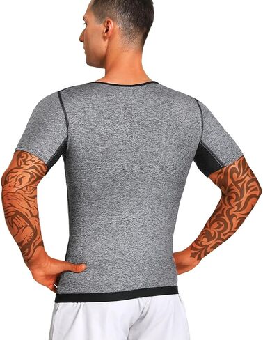 Sauna Shirt for Men Sauna Sweat Vest Workout Heat Trapping Shirts Weight Loss Mens Sauna Suits Relective Tape in Saudi Arabia