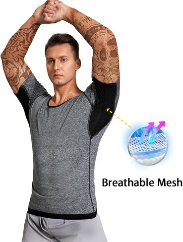 Sauna Shirt for Men Sauna Sweat Vest Workout Heat Trapping Shirts Weight Loss Mens Sauna Suits Relective Tape in Saudi Arabia