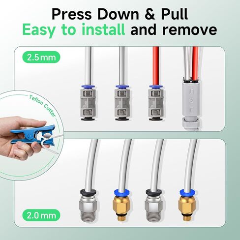 أنبوب تيفلون YOOPAI PTFE بطول 5 متر مع قاطع، معرف 2.5 مم × 4 مم OD PTFE أنبوب تفلون يناسب طابعة ثلاثية الأبعاد لطارد المحرك المباشر، لـ Bambu Lab A1/A1 mini/P1P/P1S/X1C لـ Creality K1/K1 Max/Ender 3 V3 (أبيض) in Kuwait