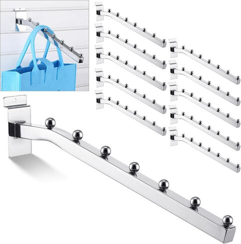 Blulu 10 قطع 7 كرات شلال Slatwall خطافات 13.8 بوصة معدنية شريحة جدار ملحق Slatwall عرض الشماعات الثقيلة شريحة جدار السنانير الرف بين قوسين للملابس التجزئة متجر المرآب العرض (أسود) in Saudi Arabia