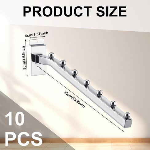Blulu 10 قطع 7 كرات شلال Slatwall خطافات 13.8 بوصة معدنية شريحة جدار ملحق Slatwall عرض الشماعات الثقيلة شريحة جدار السنانير الرف بين قوسين للملابس التجزئة متجر المرآب العرض (أسود) in Saudi Arabia