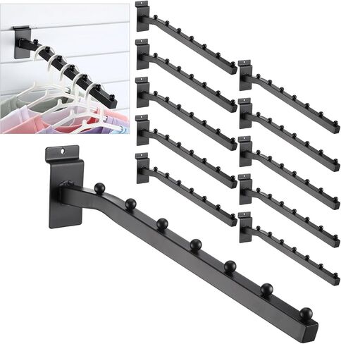 Blulu 10 قطع 7 كرات شلال Slatwall خطافات 13.8 بوصة معدنية شريحة جدار ملحق Slatwall عرض الشماعات الثقيلة شريحة جدار السنانير الرف بين قوسين للملابس التجزئة متجر المرآب العرض (أسود) in Saudi Arabia