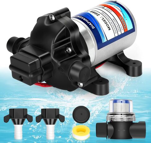 High-End 2088-554-144/2088-403-144 Fresh Water Pump,12 VDC,3.5 Gallons Per Minute,45 Psi,1/2MNPT Connection,Water Delivery Pump for RV or Marine Use,No Noise,Includes Detachable Filters! in Saudi Arabia