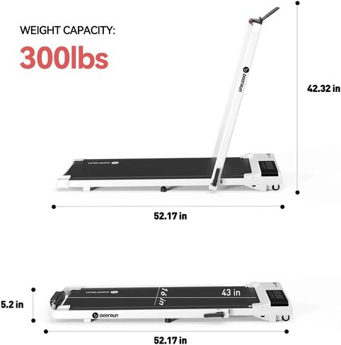 DeerRun 3 in 1 Folding Treadmills for Home, 3.0HP Powerful and Quiet Under Desk Treadmill, 300 lbs Capacity Foldable Walking Pad Treadmill with Remote Control and Space Saving, Free Installation in Saudi Arabia