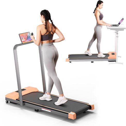 Walking Pad Treadmill, Under Desk Treadmill for Home/Office, 3 in 1 Folding Treadmill-Treadmills with Handle Bar for Home-Orange in Saudi Arabia