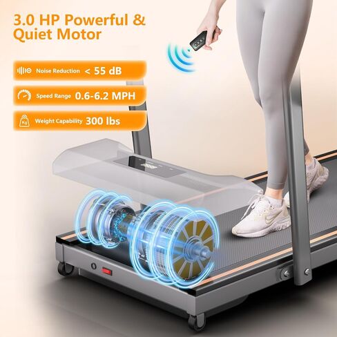 Walking Pad Treadmill, Under Desk Treadmill for Home/Office, 3 in 1 Folding Treadmill-Treadmills with Handle Bar for Home-Orange in Saudi Arabia