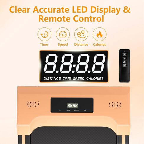 Walking Pad Treadmill, Under Desk Treadmill for Home/Office, 3 in 1 Folding Treadmill-Treadmills with Handle Bar for Home-Orange in Saudi Arabia