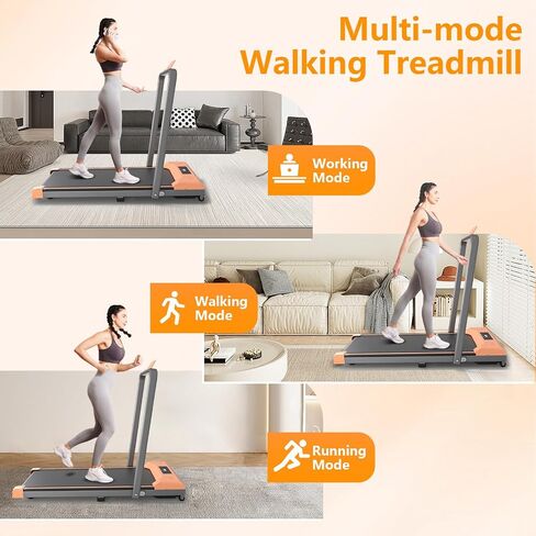 Walking Pad Treadmill, Under Desk Treadmill for Home/Office, 3 in 1 Folding Treadmill-Treadmills with Handle Bar for Home-Orange in Saudi Arabia