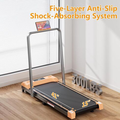 Walking Pad Treadmill, Under Desk Treadmill for Home/Office, 3 in 1 Folding Treadmill-Treadmills with Handle Bar for Home-Orange in Saudi Arabia