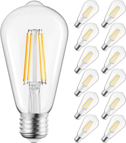 Brightown Vintage LED Edison Bulbs, 6W, Equivalent 60W, High Bright 2700K Warm White,750 Lumens, Non-Dimmable, E26 Medium Base ST58 Antique Filament Bulbs with 80+ CRI for Ceiling Fan Bathroom Porch in Kuwait