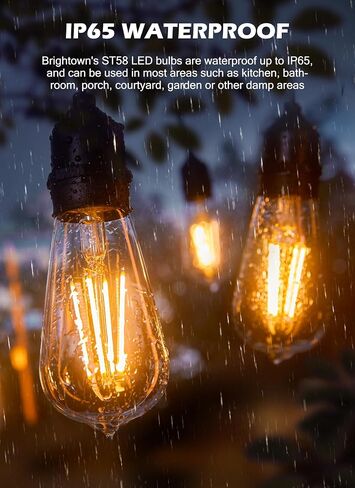 Brightown Vintage LED Edison Bulbs, 6W, Equivalent 60W, High Bright 2700K Warm White,750 Lumens, Non-Dimmable, E26 Medium Base ST58 Antique Filament Bulbs with 80+ CRI for Ceiling Fan Bathroom Porch in Kuwait