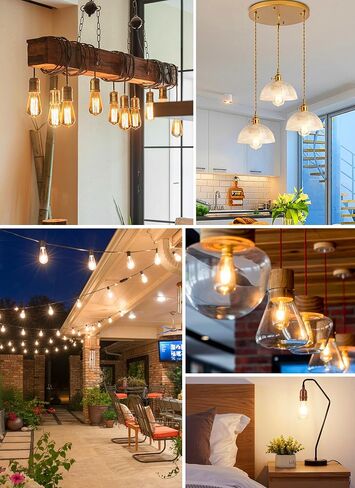 Brightown Vintage LED Edison Bulbs, 6W, Equivalent 60W, High Bright 2700K Warm White,750 Lumens, Non-Dimmable, E26 Medium Base ST58 Antique Filament Bulbs with 80+ CRI for Ceiling Fan Bathroom Porch in Kuwait
