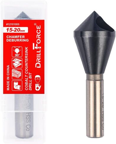 Cobalt Single End Countersink Drill Bits Set, TiAlN Coated 90 Degree Heavy Duty M35 Countersink Chamfer Tool for Metal, Stainless Steel, Copper, Wood, Fiberboard, 15-20MM in Kuwait