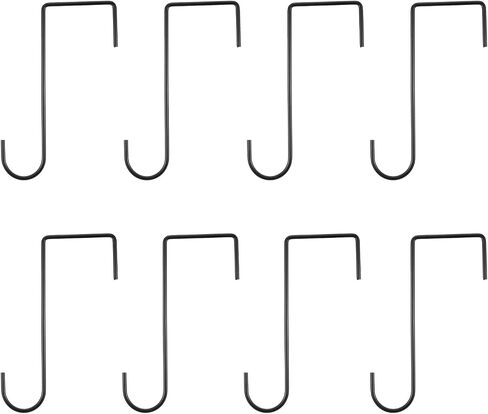uxcell 8 Pcs Over The Door Hooks, 8" Metal Z-Shaped Hanging Hooks Door Wreath Hanger Single Hanger Hook for Bathroom Living Room Bedroom Kitchen, Black in Saudi Arabia