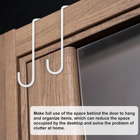 uxcell 8 Pcs Over The Door Hooks, 8" Metal Z-Shaped Hanging Hooks Door Wreath Hanger Single Hanger Hook for Bathroom Living Room Bedroom Kitchen, Black in Saudi Arabia