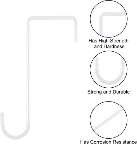 uxcell 8 Pcs Over The Door Hooks, 8" Metal Z-Shaped Hanging Hooks Door Wreath Hanger Single Hanger Hook for Bathroom Living Room Bedroom Kitchen, Black in Saudi Arabia