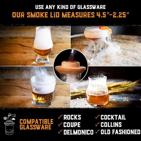 Whiskey Cocktail Smoker Kit with Torch & 4 Flavors Wood Chips - Premium USA Oak Smoker - Old Fashioned Smoker Kit - Bourbon Gifts for Men (with Butane) in Saudi Arabia