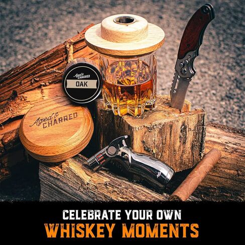 Whiskey Cocktail Smoker Kit with Torch & 4 Flavors Wood Chips - Premium USA Oak Smoker - Old Fashioned Smoker Kit - Bourbon Gifts for Men (with Butane) in Saudi Arabia