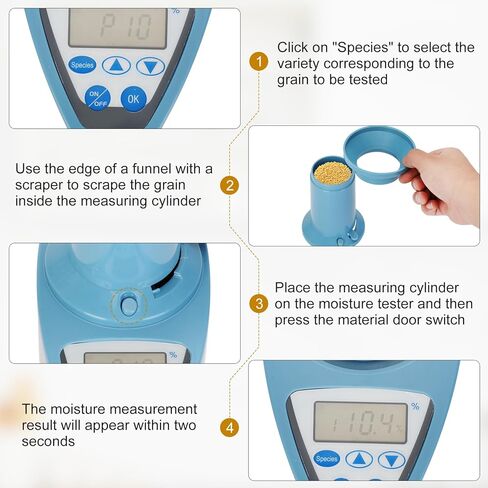 جهاز قياس رطوبة الحبوب، جهاز قياس رطوبة الحبوب الذكي لاختبار رطوبة الحبوب بـ 24 حبة، محلل رطوبة الحبوب الرقمي عالي الدقة لحبوب القهوة والقمح in Kuwait