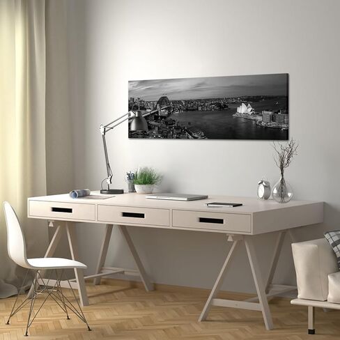 الفنون الإبداعية سيدني أفق مدينة جدار الفن دار الأوبرا قماش ديكور 20 "× 55" أبيض وأسود أستراليا جدار الفن سيتي سكيب صور العمل الفني اللوحة ملصق لغرفة النوم مكتب الزينة in Kuwait