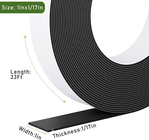 Weather Stripping Door Seal Black,1/2Inch Wide X 3/8Inch Thick,Air Conditioner Window Seal,Self Adhesive Foam Tape High Density Foam Sealing Strip,Soundproof Foam Tape Roll,2 Rolls Total 13.2Ft in Kuwait