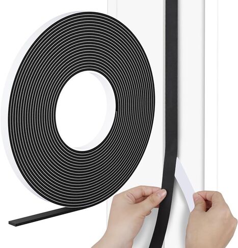 Weather Stripping Door Seal Black,1/2Inch Wide X 3/8Inch Thick,Air Conditioner Window Seal,Self Adhesive Foam Tape High Density Foam Sealing Strip,Soundproof Foam Tape Roll,2 Rolls Total 13.2Ft in Kuwait