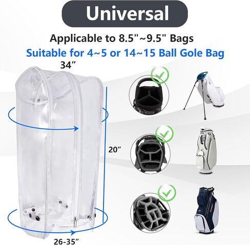 Golf Bag Cover,Golf Bag Rain Hood,Club Waterproof Covers Accessories Caddy Head Protector,Accessory Zipper Protective Dustproof Top Rainproof for Mens Women Golfer,Tour,Stand Bags in Kuwait
