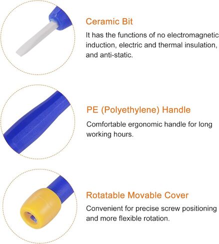 HARFINGTON Plastic Screwdriver 2.5mm Slotted Head Screw Driver Ceramic Repair Hand Tool with Rotatable Cover for High Frequency Maintenance Circuit Adjustment in Kuwait
