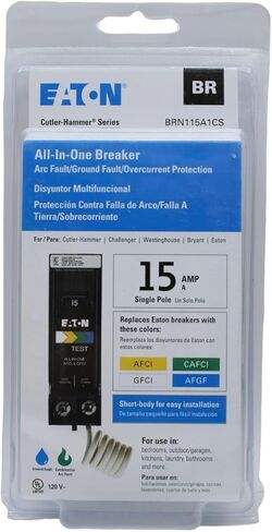 Eaton Type BR 15-Amp 1-Pole Dual Function AFCI/GFCI Circuit Breaker in Saudi Arabia