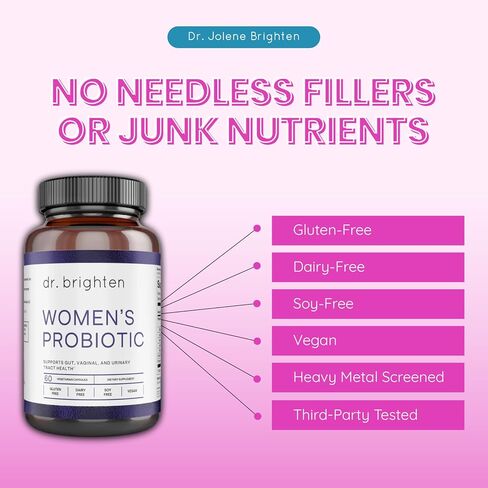 Dr. Brighten Women’s Probiotic - Probiotics, Prebiotics with Antioxidants & Sunfiber for Healthy Hormones, Balanced Female Microbiome, Ovaries and Immune Health - 60 Capsules in Kuwait