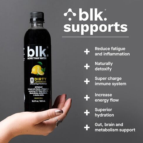 blk. مياه قلوية معدنية طبيعية، عصير الليمون القذر، 16.9 أونصة. (500 مل)، 12 عبوة، 8 درجة حموضة للمياه، مستخلص حمض الفولفيك وحمض الدبالية المتوفر بيولوجيًا، معادن ضئيلة، إلكتروليتات لترطيب الخلايا وإصلاحها واستعادتها in Saudi Arabia