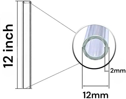 [12 Pack] 3"" inch Clear Borosilicate Glass Blowing Tubes 12 mm OD 2mm Wall Thick Wall Premium, Satashe' 3x12mm/12 in Saudi Arabia