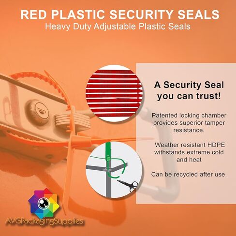 Red Plastic Security Seals (8") - Self Locking Shipping Seal with Print Progressive Numbering – Tamper Proof for Trucks, Trailers, Cargo, Containers, Luggage (1000ct) in Saudi Arabia