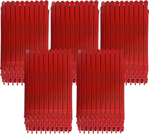 Red Plastic Security Seals (8") - Self Locking Shipping Seal with Print Progressive Numbering – Tamper Proof for Trucks, Trailers, Cargo, Containers, Luggage (1000ct) in Saudi Arabia