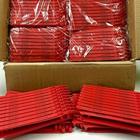 Red Plastic Security Seals (8") - Self Locking Shipping Seal with Print Progressive Numbering – Tamper Proof for Trucks, Trailers, Cargo, Containers, Luggage (1000ct) in Saudi Arabia