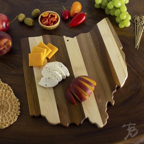 Totally Bamboo Rock & Branch Series Shiplap Ohio State Shaped Wood Serving and Cutting Board | Great for Wall Art in Kuwait