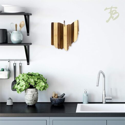 Totally Bamboo Rock & Branch Series Shiplap Ohio State Shaped Wood Serving and Cutting Board | Great for Wall Art in Kuwait