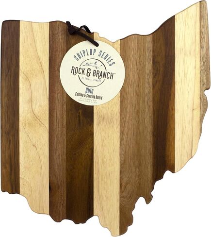 Totally Bamboo Rock & Branch Series Shiplap Ohio State Shaped Wood Serving and Cutting Board | Great for Wall Art in Kuwait