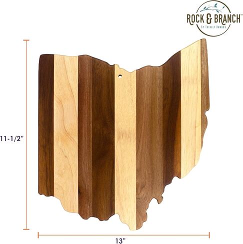 Totally Bamboo Rock & Branch Series Shiplap Ohio State Shaped Wood Serving and Cutting Board | Great for Wall Art in Kuwait
