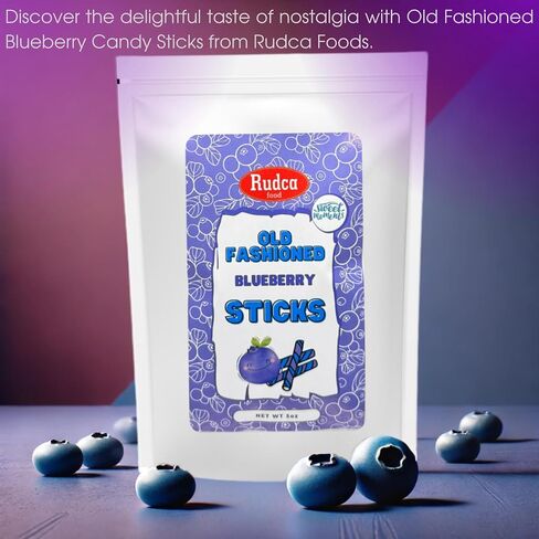 Rudca Food Exclusive Old-Fashioned Blueberry Candy Sticks - Sweet Moments, Nostalgic Candy Canes 5 oz (Pack of 1) in Saudi Arabia