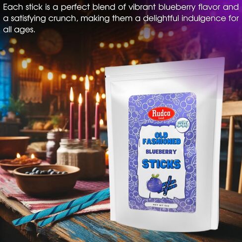 Rudca Food Exclusive Old-Fashioned Blueberry Candy Sticks - Sweet Moments, Nostalgic Candy Canes 5 oz (Pack of 1) in Saudi Arabia