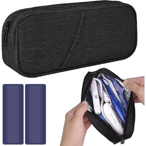 Nincha Portable Insulin Travel Case, Insulated Diabetic Travel Organizer, Medication Cool Pouch for Insulin Pen and Blood Glucose Monitor with 2 Reusable Ice Packs - Black