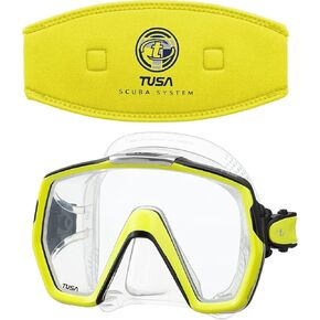 Tusa M1001 Freedom HD Silicone Diving Mask - Flash Yellow w/TUSA Mask Strap Cover