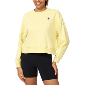 Stelle Women Cropped Sweatshirts Cotton Crewneck Pullover Long Sleeve Crop Tops Sweat Shirts Casual Fall Outfits
