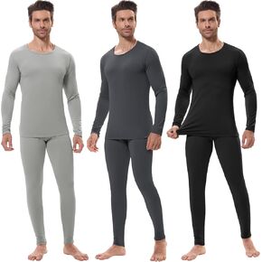 URATOT 3 Sets Men's Thermal Underwear Set Fleece Lined Long Johns Thermal Underwear Base Layer Set for Men Cold Winter