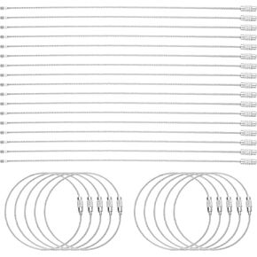 HARFINGTON Wire Keychain Cable Plastic Coated Stainless Steel Key Ring Cable Loop Rings for Luggage Tags Key ID Tags