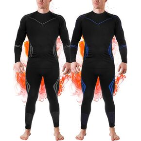 Patelai 2 Pack Men Thermal Underwear Set Mens Compression Quick Drying Warm Base Layer for Winter Skiing Hunting