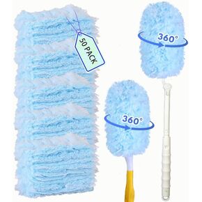 50 Count Duster Refills 360 Heavy Duty Duster Refills Compatible with swiffe, Multisurface Heavy Duty Duster Replacements with 1 Short Handle and 1 Extenda Handle
